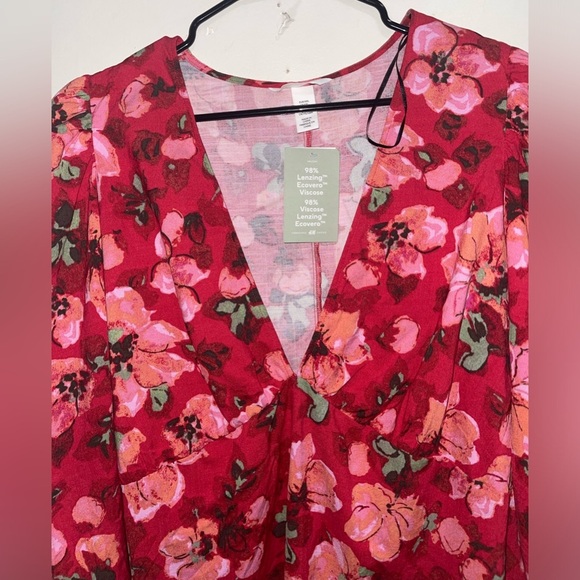 Hm  Plus size Floral Puff Sleeve Mini Dress - Picture 8 of 8